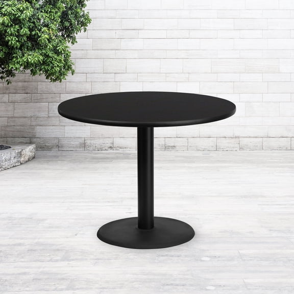 BizChair 42'' Round Black Laminate Table Top with 24'' Round Table Height Base