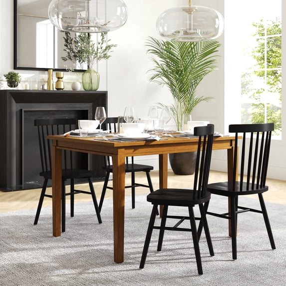 BizChair 47" Solid Wood Dining Table, Commercial Grade Heavy Duty Rectangle Wood Table for 4, Brown Matte Finish