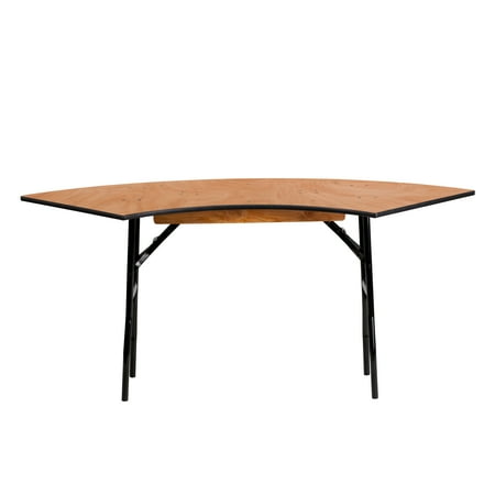 BizChair 5.5 ft. x 2 ft. Serpentine Wood Folding Banquet Table