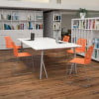 BizChair 5 Pack 661 lb. Capacity Orange Stack Chair with Air-Vent Back and Black Powder Coated Sled Base