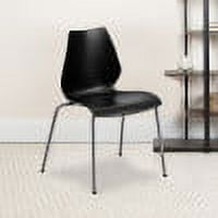 BizChair 5 Pack 770 lb. Capacity Black Stack Chair with Lumbar Support and Silver Frame