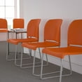 thumbnail image 1 of BizChair 5 Pack 880 lb. Capacity Orange Full Back Contoured Stack Chair with Gray Powder Coated Sled Base, 1 of 14