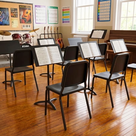 BizChair 5 Pack Black High Density Stackable Melody Band/Music Chair