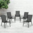 thumbnail image 1 of BizChair 5 Pack Black Outdoor Stack Chair with Flex Comfort Material and Metal Frame, 1 of 16