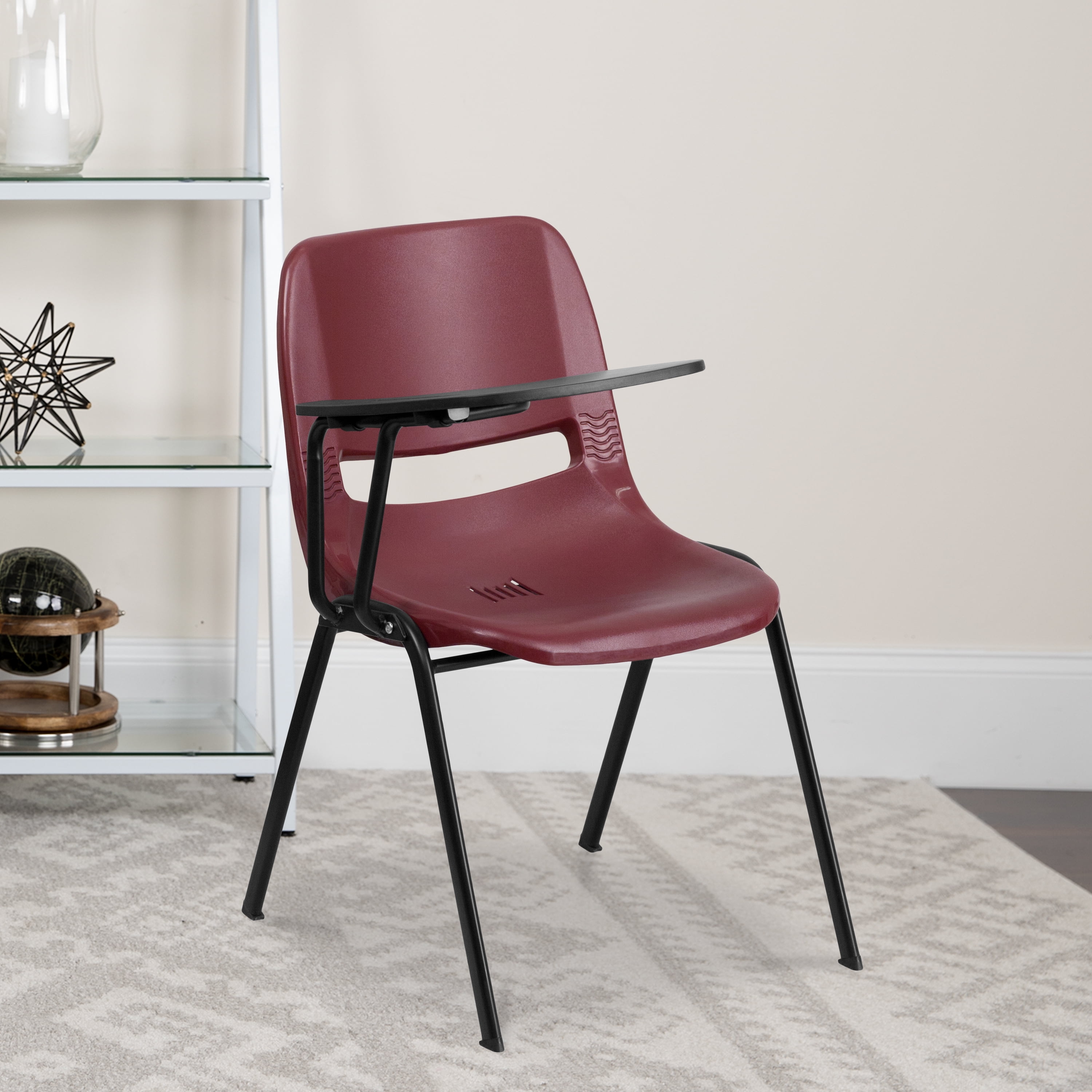 BizChair 5 Pack Burgundy Ergonomic Shell Chair with Right Handed Flip