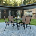 thumbnail image 1 of BizChair 5 Piece Adult Contemporary Textilene Plastic Steel Glass Fabric Dining Furniture Sets Brown, 1 of 11