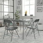 BizChair 5 Piece Gray Folding Card Table and Chair Set
