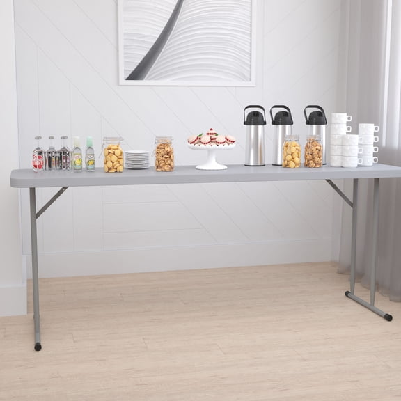 BizChair 6-Foot Gray Plastic Folding Training Table