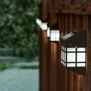BizChair 6 Pack Brown Wall Mount LED Solar Lights - Weather Resistant Brown Decorative Solar Powered Lights - Deck and Fencing Solar Lights
