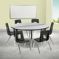 thumbnail image 1 of BizChair 60" Circle Wave Flexible Laminate Activity Table Set with 16" Student Stack Chairs, Grey/Black, 1 of 12
