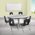 thumbnail image 1 of BizChair 60" Circle Wave Flexible Laminate Activity Table Set with 18" Student Stack Chairs, Grey/Black, 1 of 13