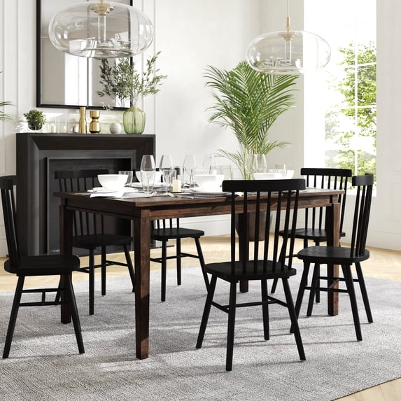 BizChair 60" Solid Wood Dining Table, Commercial Grade Heavy Duty Rectangle Wood Table for 6, Wenge Matte Finish