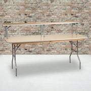 BizChair 72 x 12 x 12 Birchwood Bar Top Riser with Silver Legs