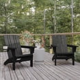 thumbnail image 1 of BizChair Adirondack Chair with Cup Holder, Weather Resistant HDPE Adirondack Chair in Black, Set of 2, 1 of 12