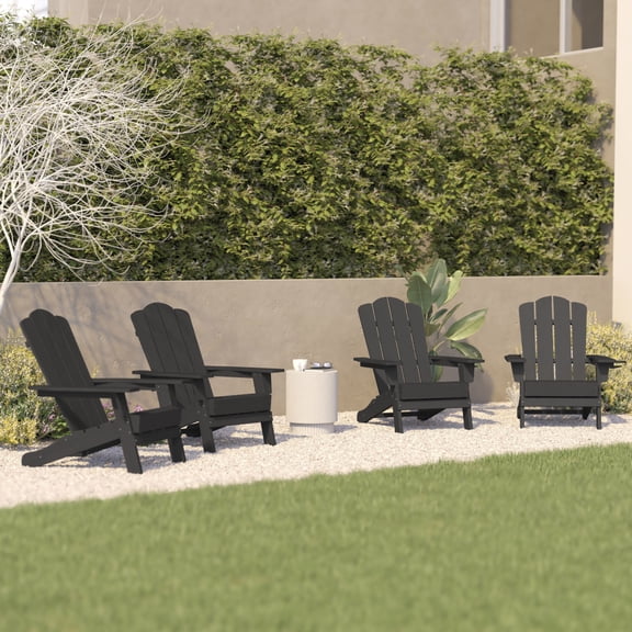 BizChair Adirondack Chair with Cup Holder, Weather Resistant HDPE Adirondack Chair in Gray, Set of 4