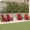 thumbnail image 1 of BizChair Adirondack Chair with Cup Holder, Weather Resistant HDPE Adirondack Chair in Red, Set of 4, 1 of 12