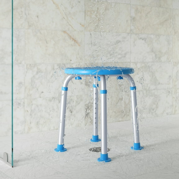 BizChair Adjustable Bath & Shower Stool with Height-Adjust Frame, 300 lbs. Static Weight Capacity, and Tool-Free Assembly in Blue