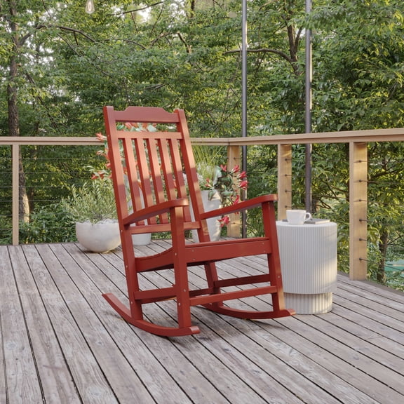 BizChair All-Weather Poly Resin Rocking Chair in Red