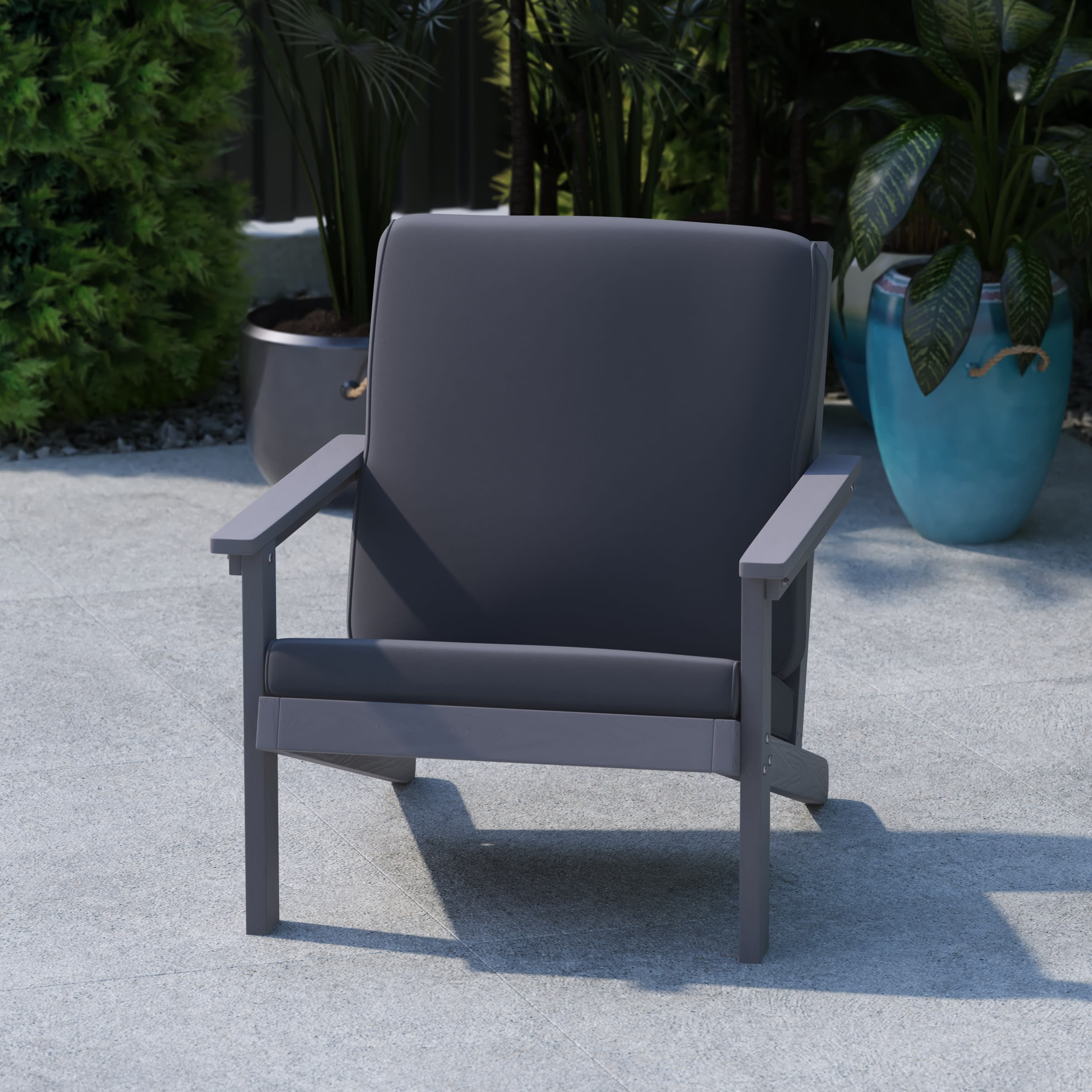 BizChair All Weather Poly Resin Wood Adirondack Style Deep Seat