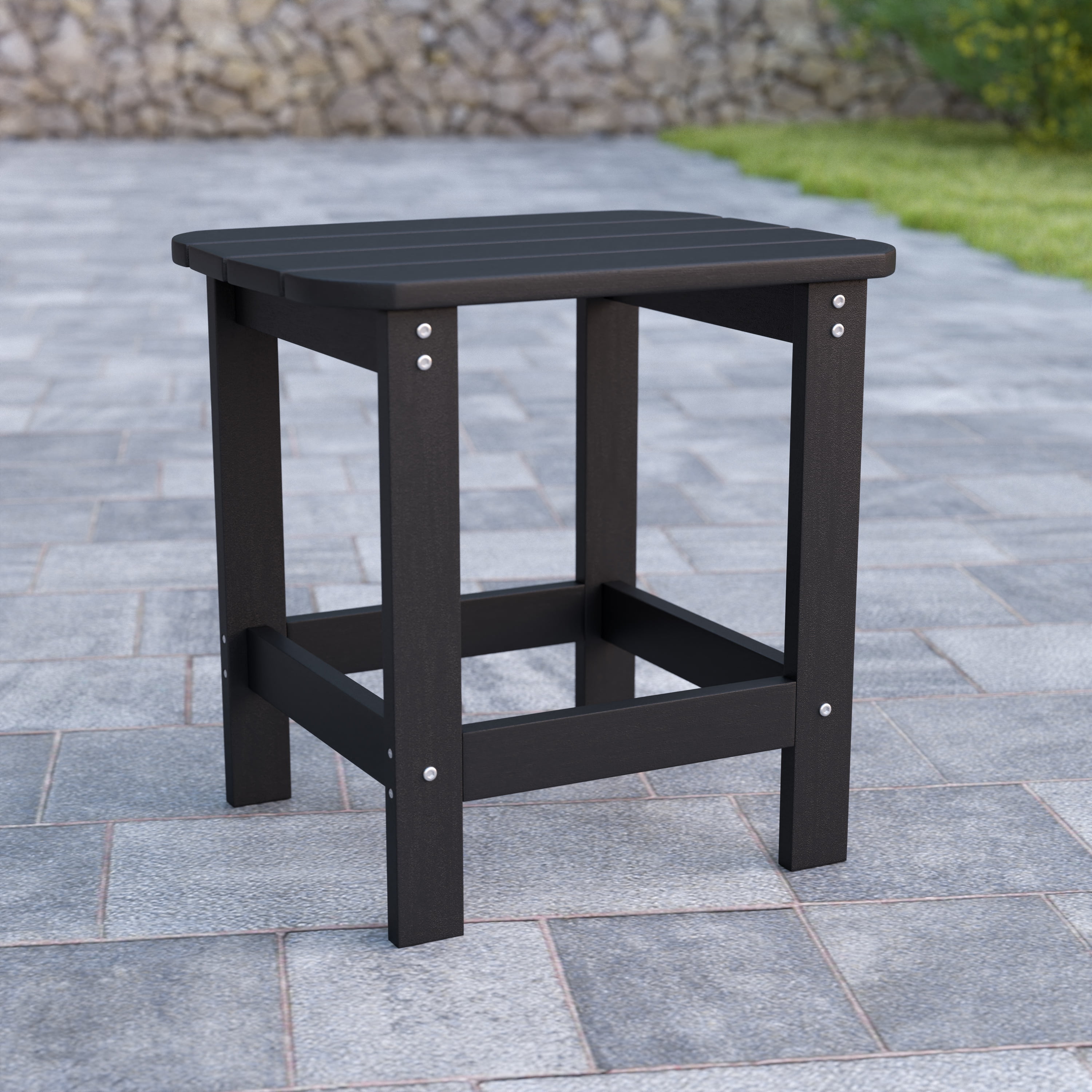 Black Weather-Resistant Poly Resin Outdoor Side Table