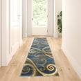 thumbnail image 1 of BizChair Area Rug Modern Contemporary Design 1100 Blue Beige Brown (2 Feet X 7 Feet 3 Inch) Runner, 1 of 6
