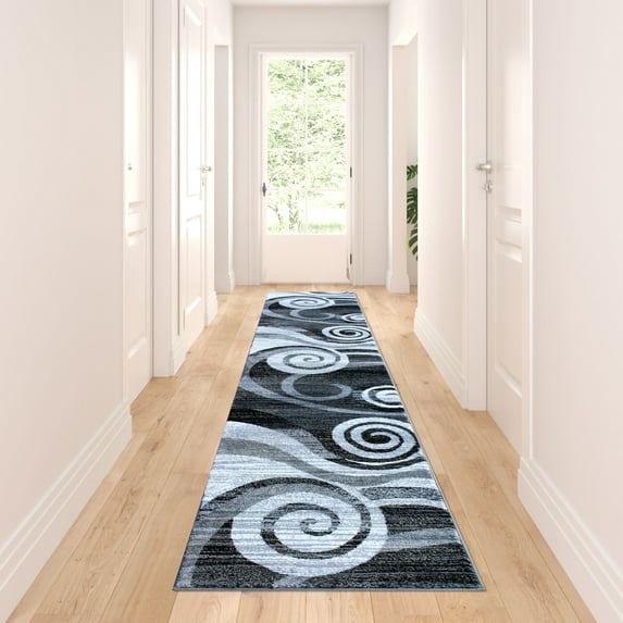 BizChair Area Rug Modern Contemporary Design 1103 Grey White Black (2 Feet 4 Inch X 11 Feet) Runner