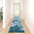 thumbnail image 1 of BizChair Area Rug Modern Contemporary Design 1103 Turquoise Grey White (32 Inch X 15 Feet 5 Inch) Long Runner, 1 of 6