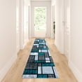 thumbnail image 1 of BizChair Area Rug Modern Contemporary Design 1110 Turquoise Grey White Black (2 Feet 4 Inch X 11 Feet) Long Runner, 1 of 6