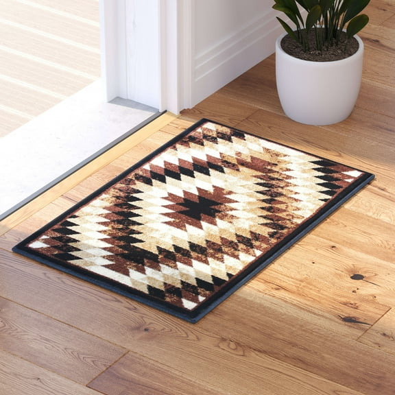 BizChair Area Rug Southwest Native Distressed Design 1106 Brown Black Beige (2 Feet X 3 Feet) Mat