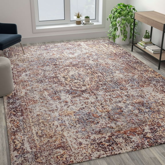 BizChair Artisan Old English Style Traditional Rug - 8' x 10' - Red