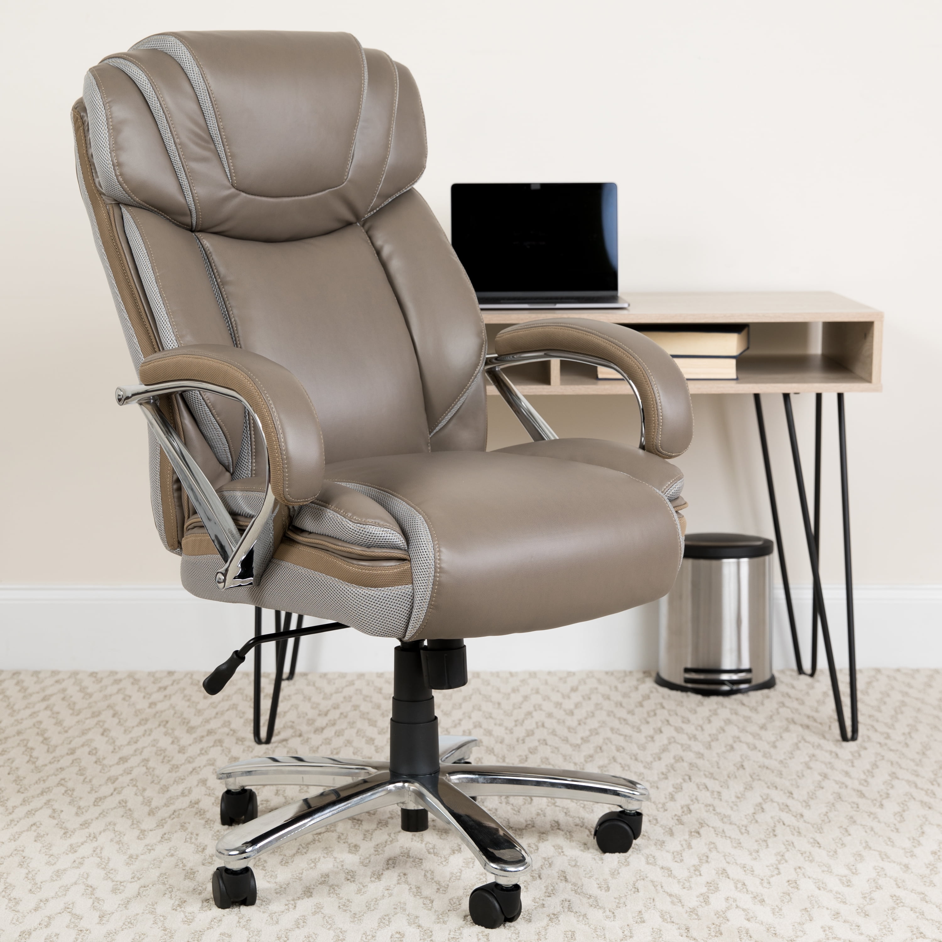 BizChair Big & Tall 500 lb. Rated Taupe LeatherSoft Executive Swivel Ergonomic Office Chair with Extra Wide Seat