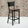 thumbnail image 1 of BizChair Black Coffee Back Metal Restaurant Barstool - Cherry Wood Seat, 1 of 7