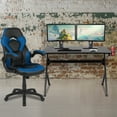 thumbnail image 1 of BizChair Black Gaming Desk and Blue and Black Racing Chair Set with Cup Holder, Headphone Hook & 2 Wire Management Holes, 1 of 13