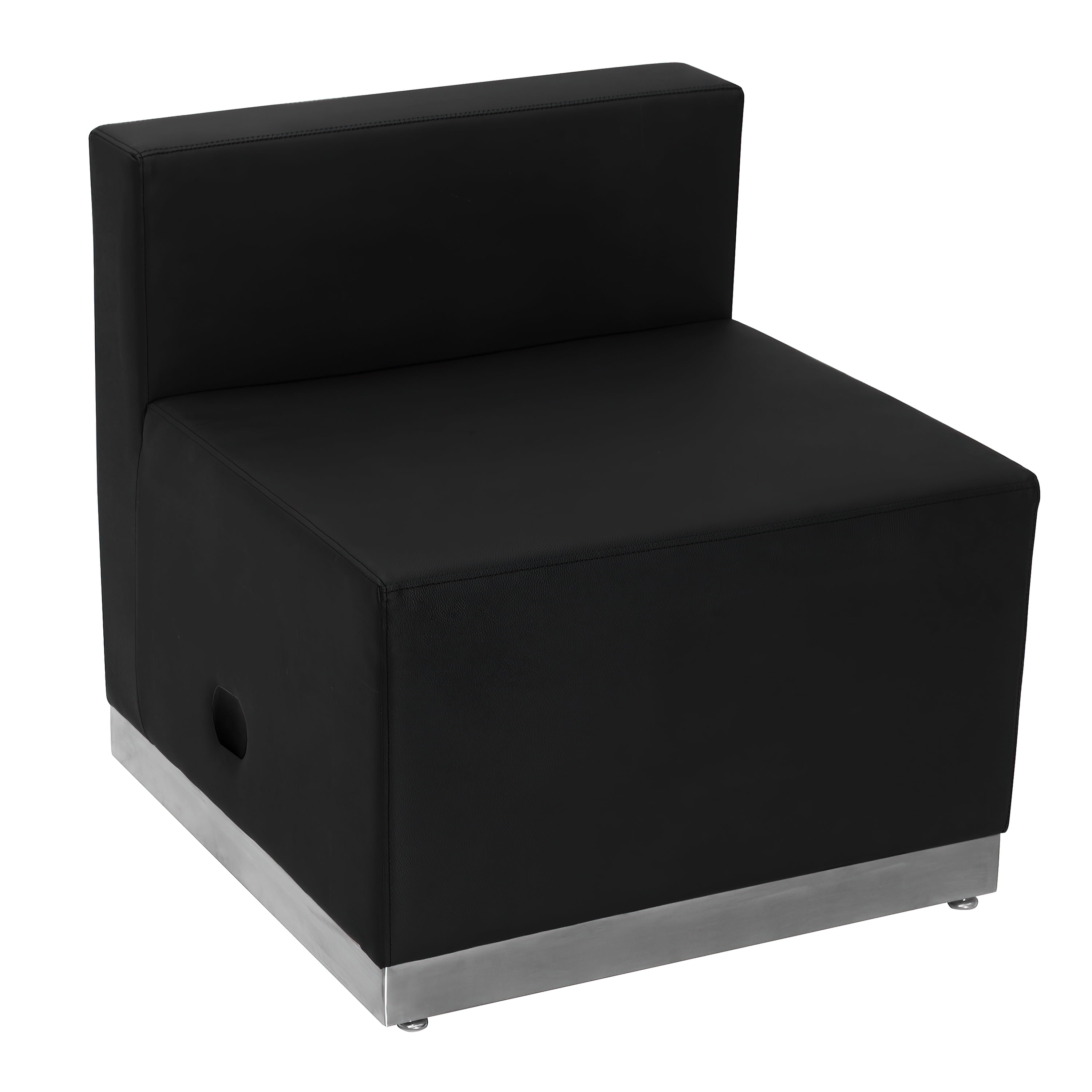 Black LeatherSoft Armless Chair with Stainless Steel Base