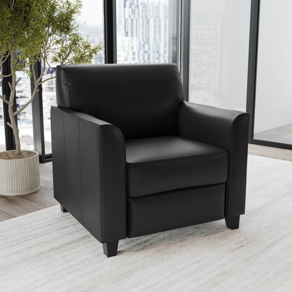 BizChair Black LeatherSoft Chair with Clean Line Stitched Frame