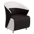 thumbnail image 1 of BizChair Black LeatherSoft Curved Barrel Back Lounge Chair with Melrose White Detailing, 1 of 6