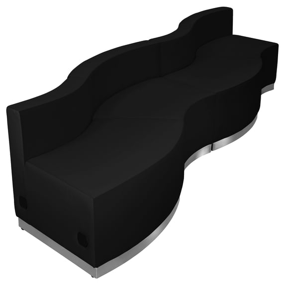 BizChair Black LeatherSoft Reception Configuration, 4 Pieces