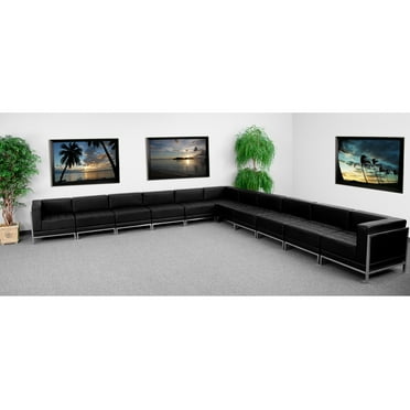 BizChair Black LeatherSoft Sectional Configuration, 11 Pieces