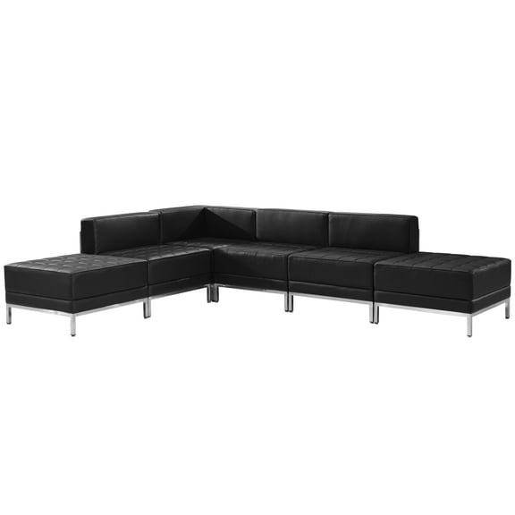 BizChair Black LeatherSoft Sectional Configuration, 6 Pieces
