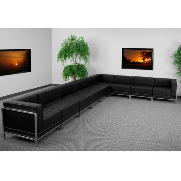 BizChair Black LeatherSoft Sectional Configuration, 9 Pieces