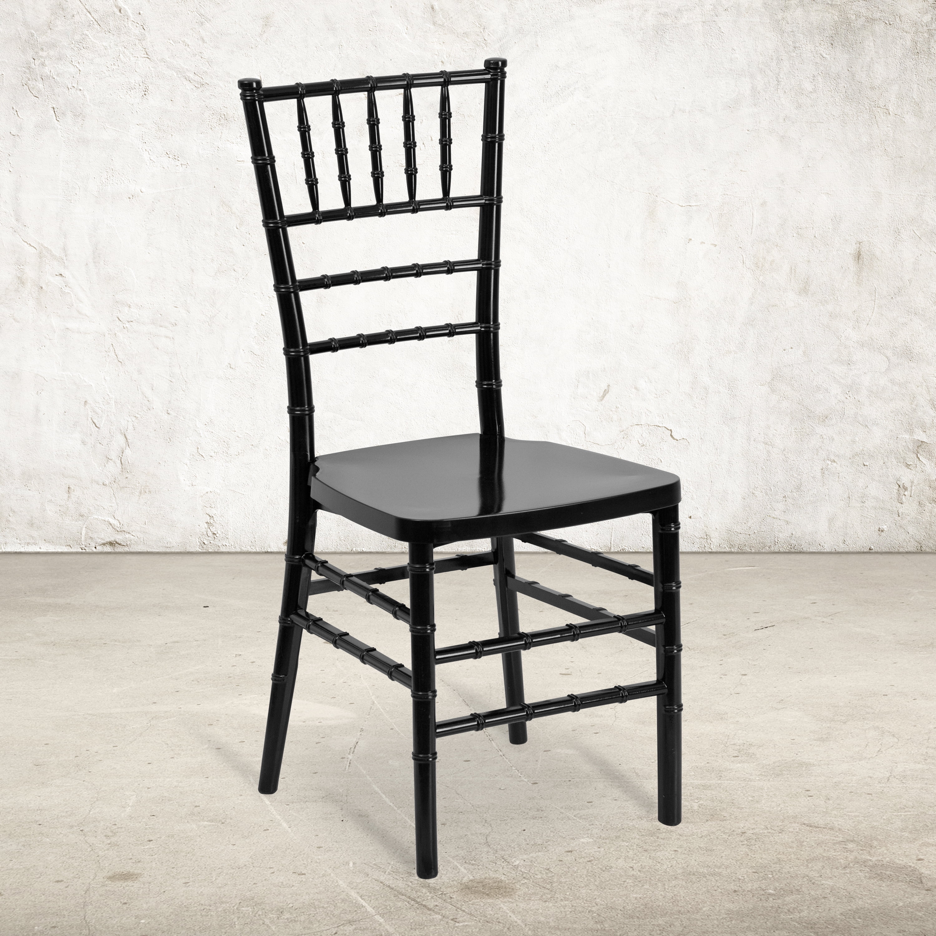 BizChair Black Resin Stacking Chiavari Chair