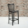 thumbnail image 1 of BizChair Black School House Back Metal Restaurant Barstool - Walnut Wood Seat, 1 of 7