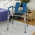 thumbnail image 1 of BizChair Blue Shower Commode Chair with Safety Rail, Height Adjustable Frame, Padded Seat & Armrests, Commode Pail with Lid, Fits Most Toilets, 1 of 17