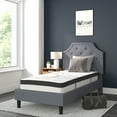 thumbnail image 1 of BizChair Brighton Twin Size Tufted Upholstered Platform Bed in Light Gray Fabric with 10 Inch CertiPUR-US Certified Pocket Spring Mattress, 1 of 12