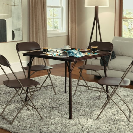 BizChair Vinyl-Covered Padded Folding Card Table for Game Rooms and Banquets, Brown