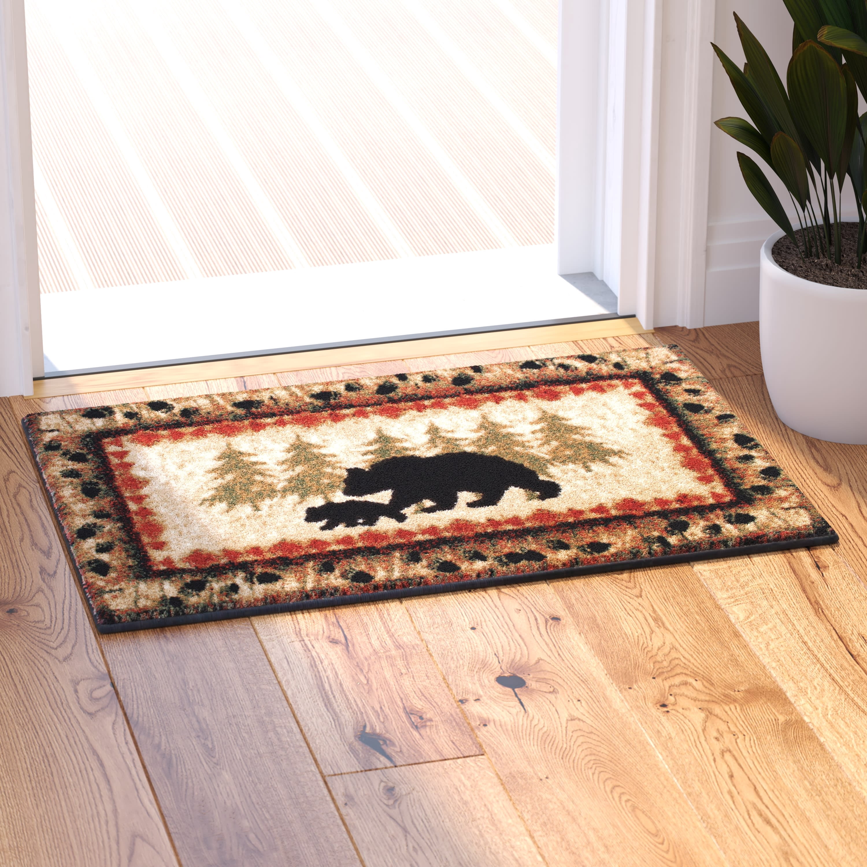 Three Bears Rug BizChair Cabin Lodge Area Rug Bear and Cub scene (2 Feet X 3 Feet 4 ...