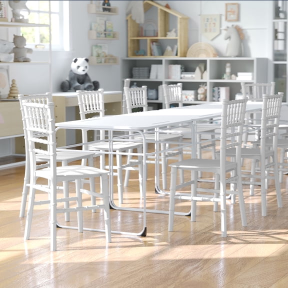 BizChair Child Size White Chiavari Chair – Durable Resin Kids Chair for Weddings, Parties & Everyday Use