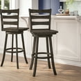 thumbnail image 1 of BizChair Classic Ladderback Swivel Bar Stool, Gray Wash Walnut (Set of 2), 1 of 12