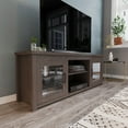 thumbnail image 1 of BizChair Classic TV Stand up to 80" TVs - Modern Black Wash Finish with Full Glass Doors - 65" Engineered Wood Frame - 3 Shelves, 1 of 15