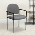 thumbnail image 1 of BizChair Comfort Gray Fabric Stackable Steel Side Reception Chair with Arms, 1 of 13